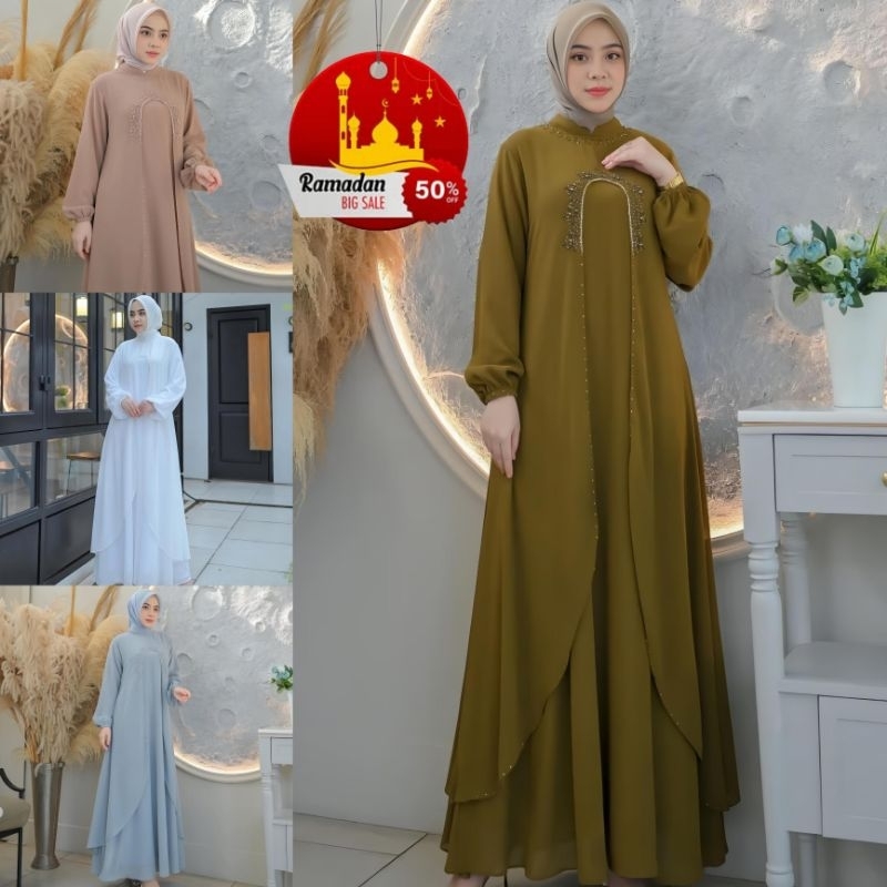 LIORA GAMIS CERUTY APLIKASI PAYET GAMIS LEBARAN 2025 ESKLUSIF BAJU WANITA TERBARU DRESS MUSLIM GAMIS