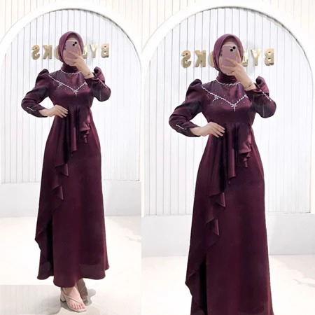 NEW PRODUK - Karisma Dress Simple Mewah Slim Fit | Gaun Duyung | Gamis Kondangan Bridesmaid Viral