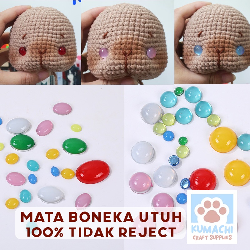 BERGARANSI UTUH Mata Boneka Lem Tempel Bulat Eyes Amigurumi Crochet Rajut Craft Jelly Lucu Warna
