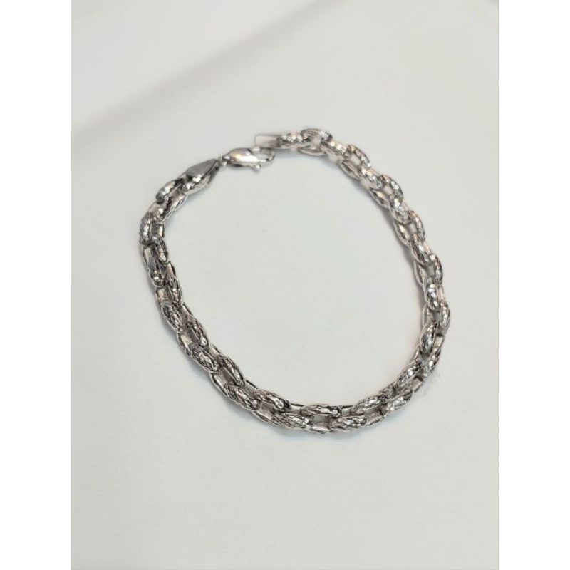 Gelang Rantai Emas Putih Fashion Tambang Ukir 10.11 Gram 750 17k (RH230)