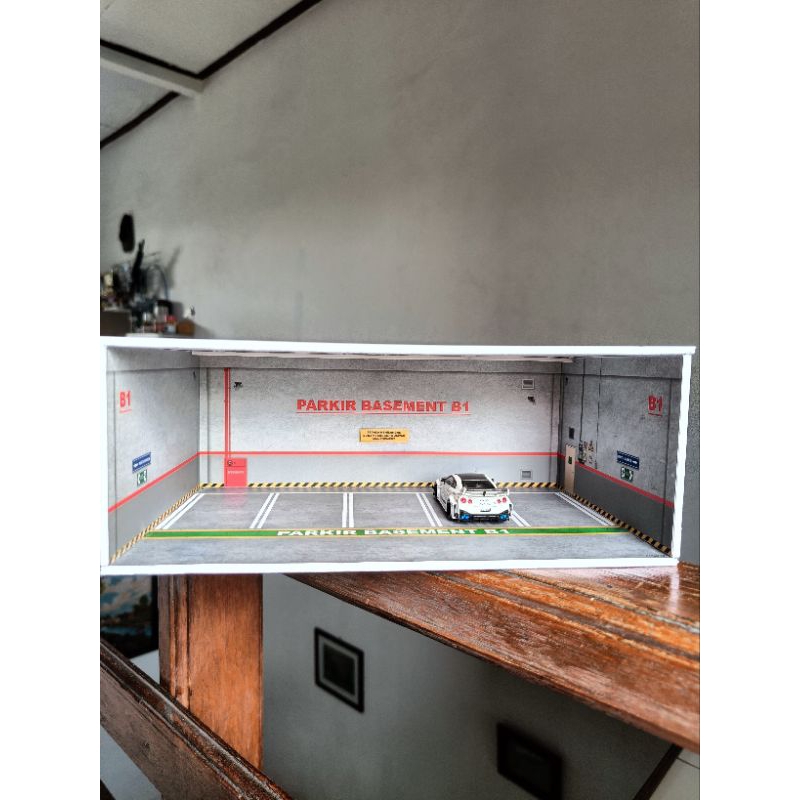Diorama Diecast - Diorama parkiran basement Parkiran basement Miniatur parkiran Miniatur basement di