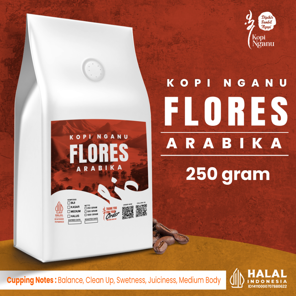 

Kopi Arabika Flores 250g Premium Proses Full Wash Rasa Juicy Sweet Kopi Nganu