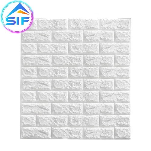 Wallpaper Stiker Dinding 3D Foam Sticker Bata Putih Hitam Biru Kuning Pink Tembok Kamar Ruang Tidur 