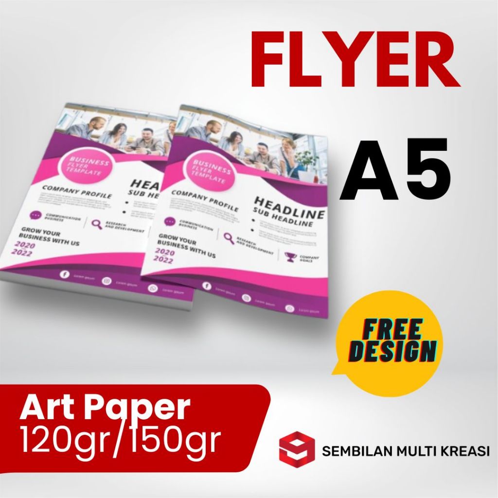 

Brosur / Flyer A5 Art Paper Murah Gratis Design