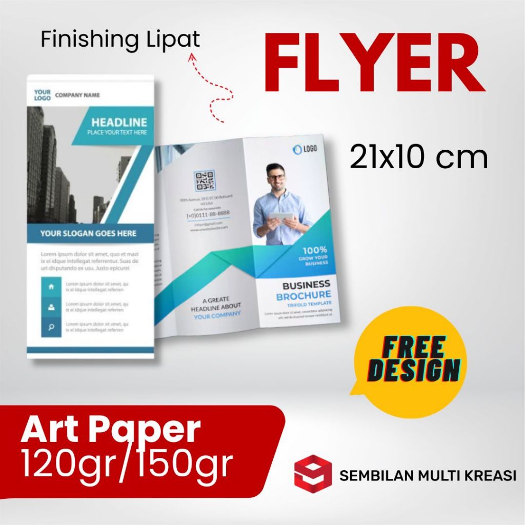 

Flyer / Brosur 21 x10 Art Paper Murah Gratis Design