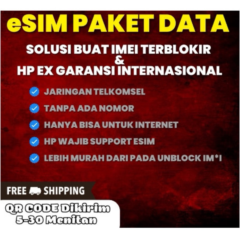 eSIM ROAMING TELKOMSEL(UNTUK EX INTER TEBLOKIR SINYAL) FULL GARANSI