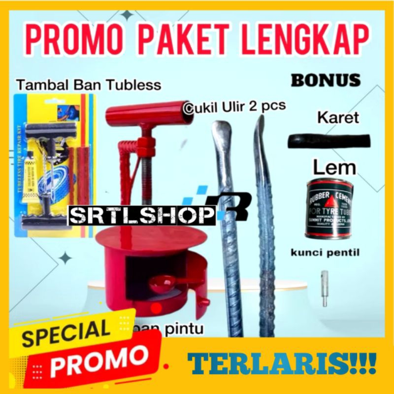 SEPAKET Alat Tambal Ban Bakar dan Tubeles Alat Tambal Ban Bakar Motor Lengkap Manual Mini cukil cuki