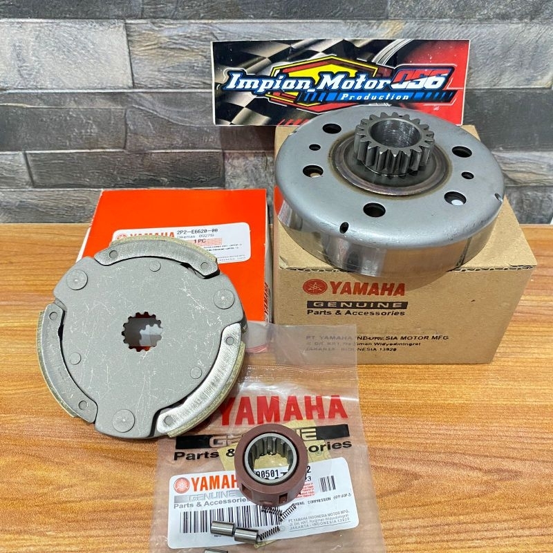 paket lonceng mangkok ganda T18 18T + kampas ganda set + cage kopling crypton Vega lama vega r kotak