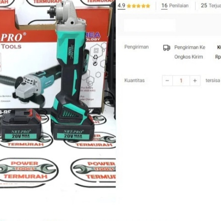 

Cordless Grinder 4" 20V NRT PRO Gerinda Baterai Gurinda Charge TG-99