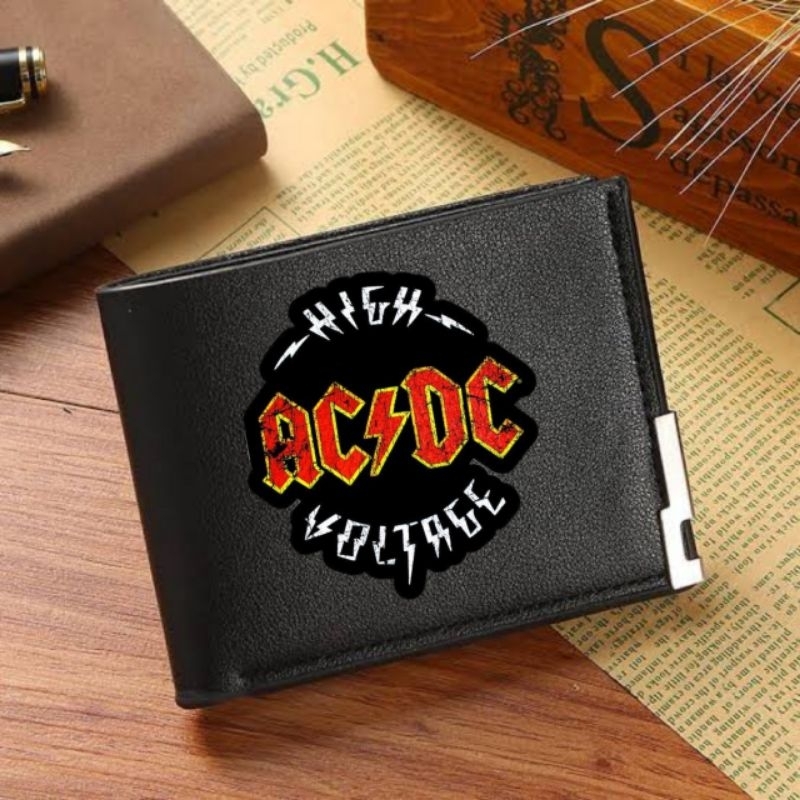 Dompet Lipat Pria Costum Dompet 2 Sekat Uang Kertas 4 kartu Dompet ACDC