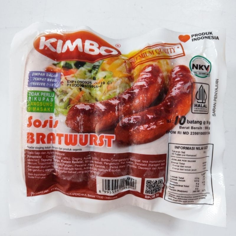

Kimbo Sosis Bratwurst 500g Isi 10