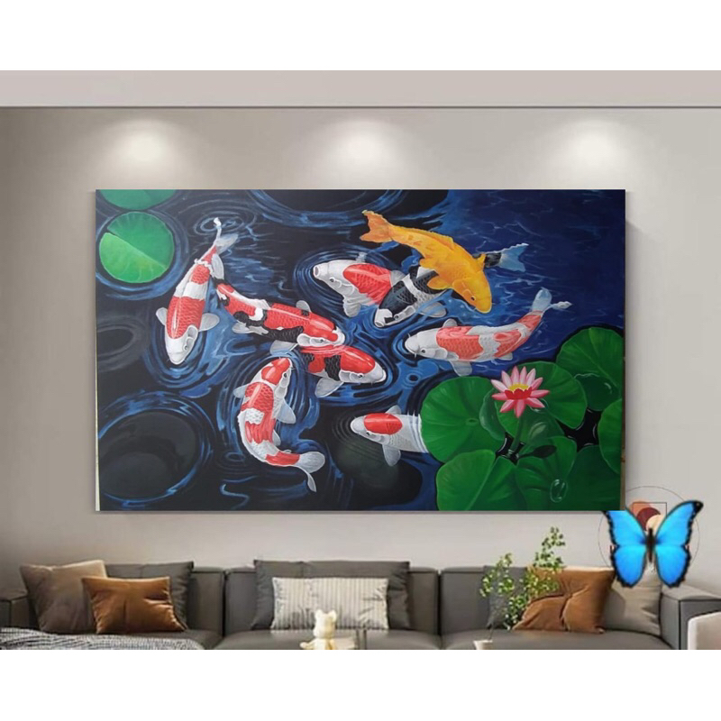 Lukisan ikan koi handmade