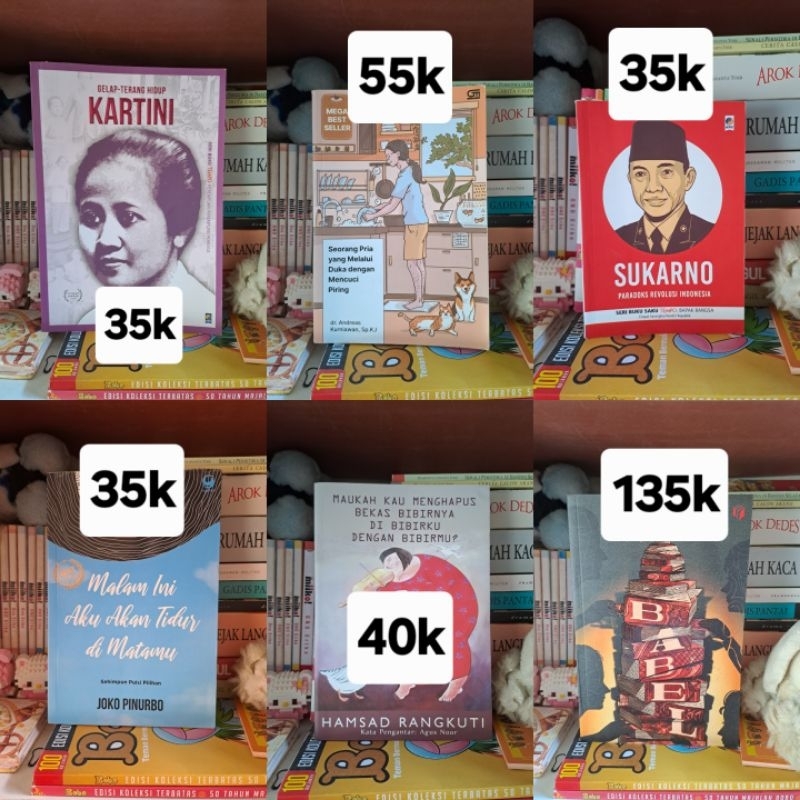 buku preloved / bekas | malam ini aku akan tidur di matamu | gelap terang hidup kartini | babel | se