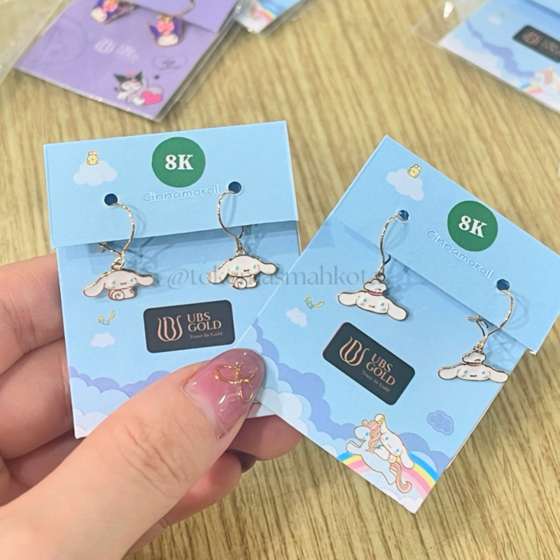 ANTING ANAK CINNAMOROLL TOGE JEPIT RUMBAI EMAS ASLI 375