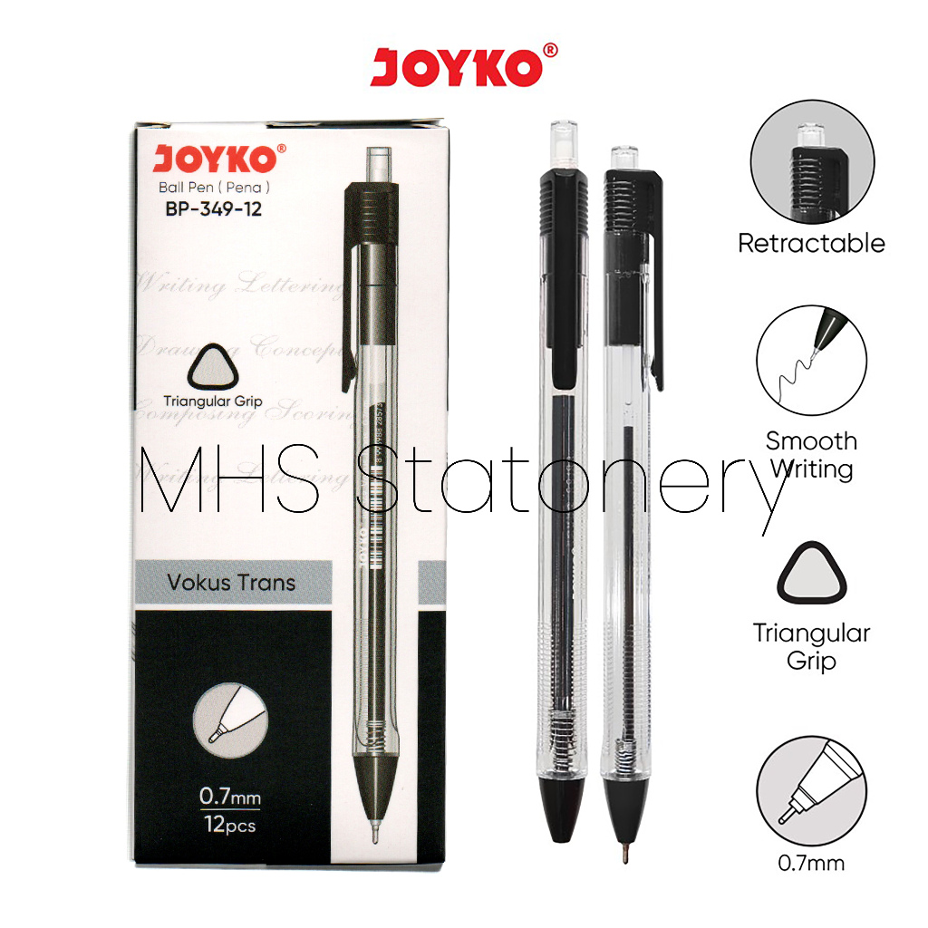 

Ball Pen Pulpen Pena Bolpoin Ballpoint Pen Joyko BP-349 Vokus Trans 0.7 mm 1 Box 12 Pcs
