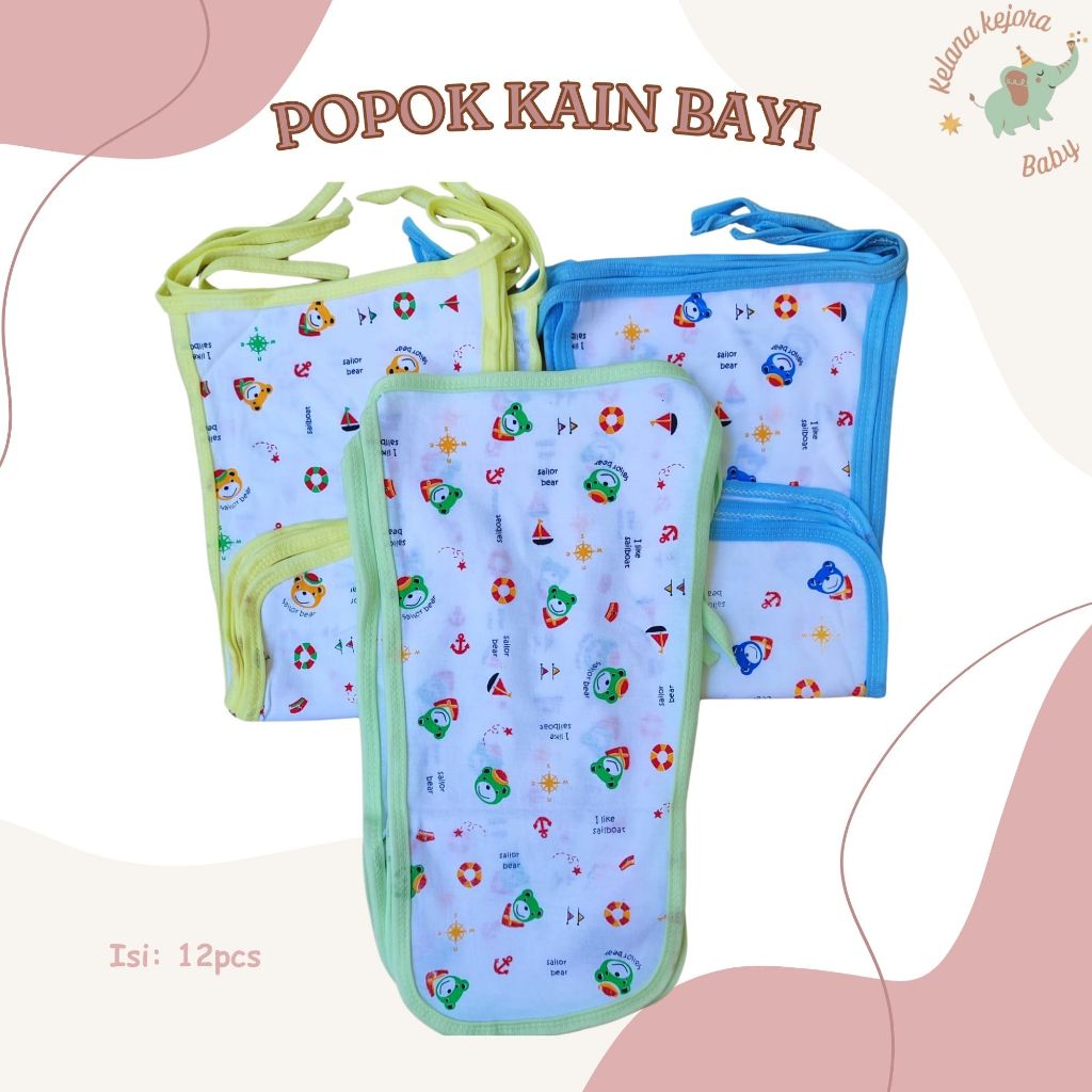 12pc/1 lusin popok kain tali FULL KATUN/popok kain cuci ulang/popok SINGLE bayi baru lahir
