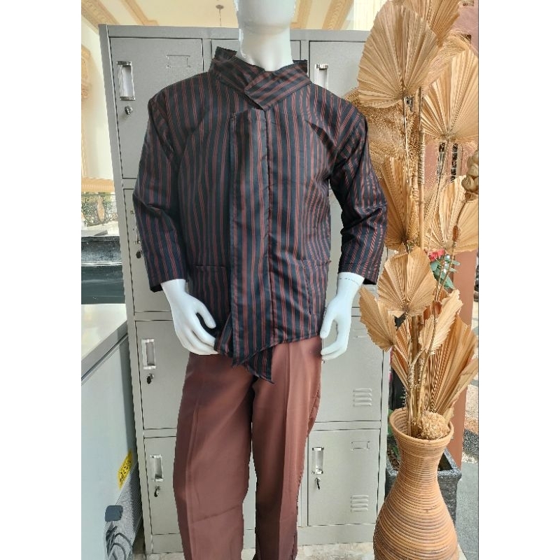 Surjan Lurik Pria Dewasa Bahan Katun Halus/Baju Lurik Adat Jawa Pria Dewasa Termurah