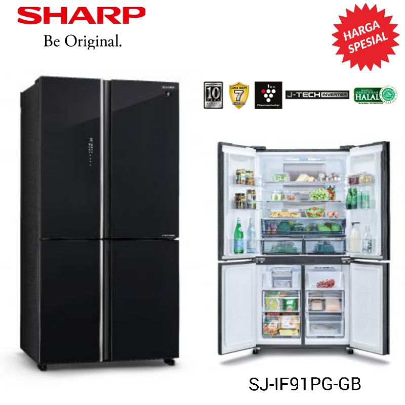 KULKAS SHARP SJ-IF91PG PLASMACLUSTER INVERTER [ 639 LITER ]
