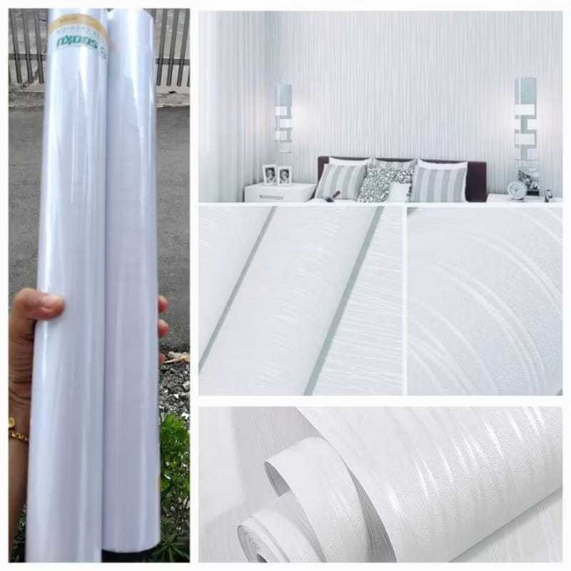 WALLPAPER STICKER DINDING TRIPLEK PUTIH