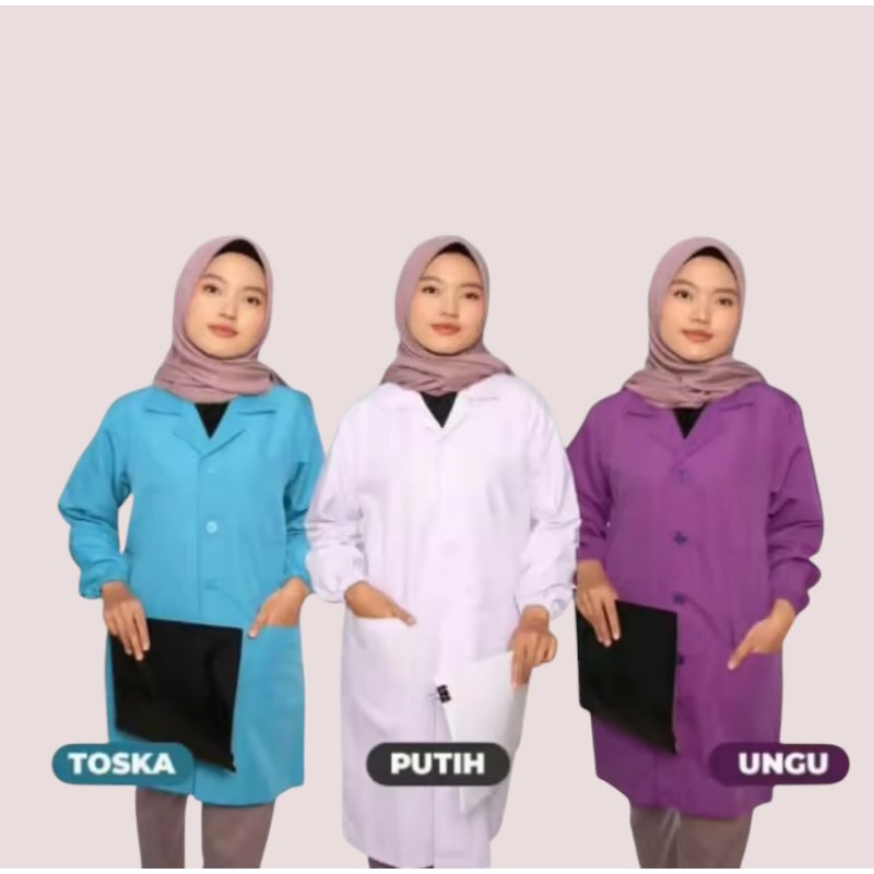 Jas laboratorium  lengan panjang Pria wanita /jubah dokter/jas praktikum/baju lab rumah sakit