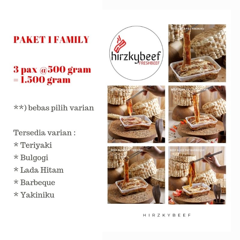 

Paket Family 1 Beef Slice Fat Marinate 1500g