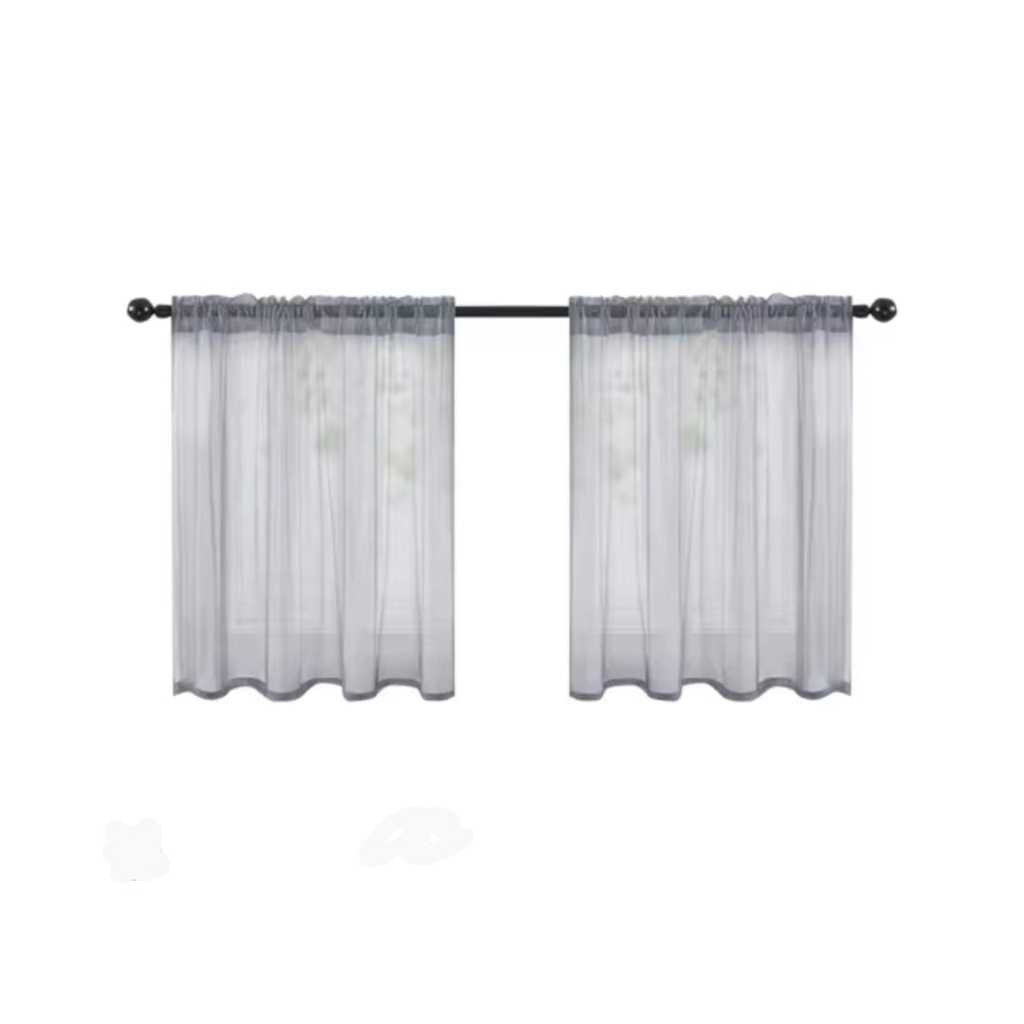 Gorden dapur Gorden jendela pendek Vitrase dalaman warna abu Tirai lapisan hordeng