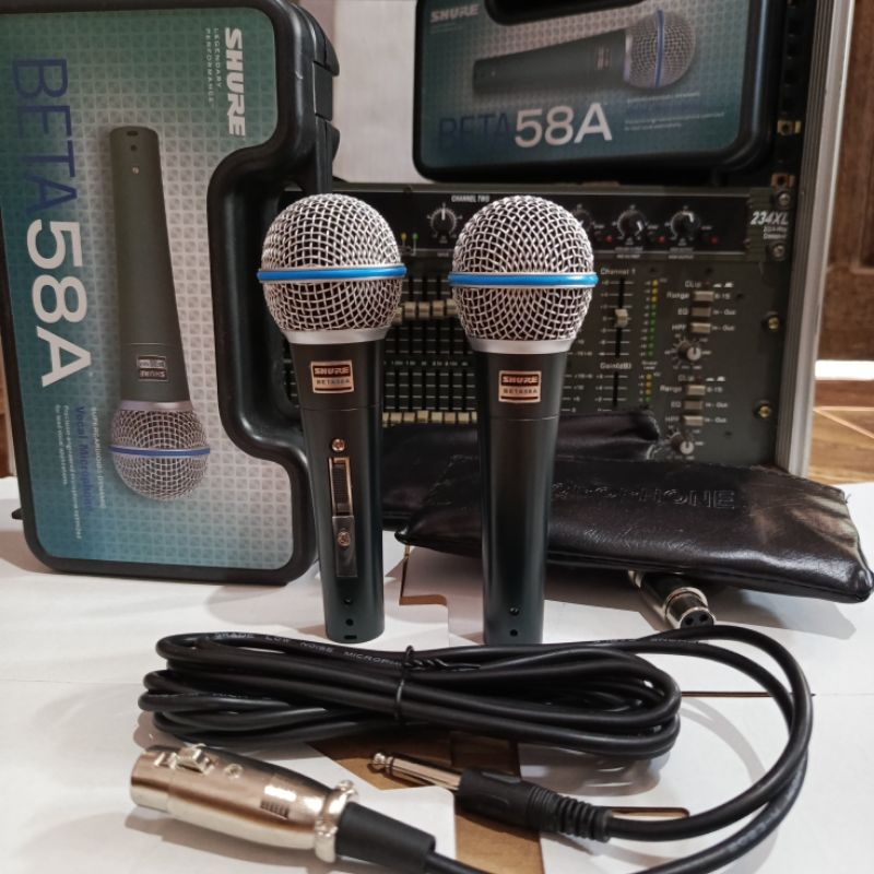 MIK SHURE BETA 58 A( PAKEK SWIT ) lengkap kabel nya( MIK FUUL BESI )