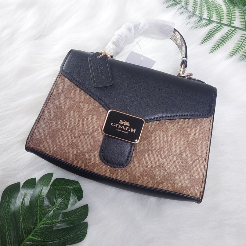 coach pepper satchel signature black bag