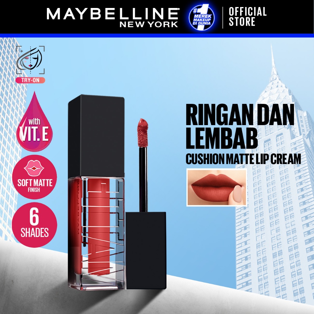 MAYBELLINE OFFICIAL Sensational Cushion Matte Liquid Lipstick Make Up - 48gr (Lipstick Cair Dengan V