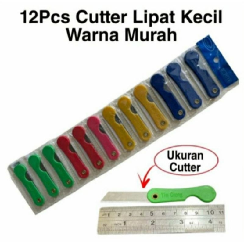 

12Pcs Cutter Lipat Kecil Warna Murah