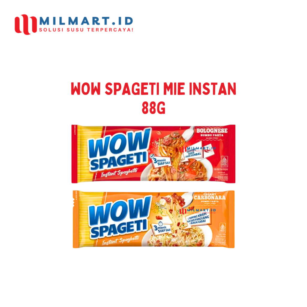 

WOW SPAGETI MIE INSTAN 88G - 2 PCS SPAGHETTI CARBONARA/BOLOGNESE PASTA