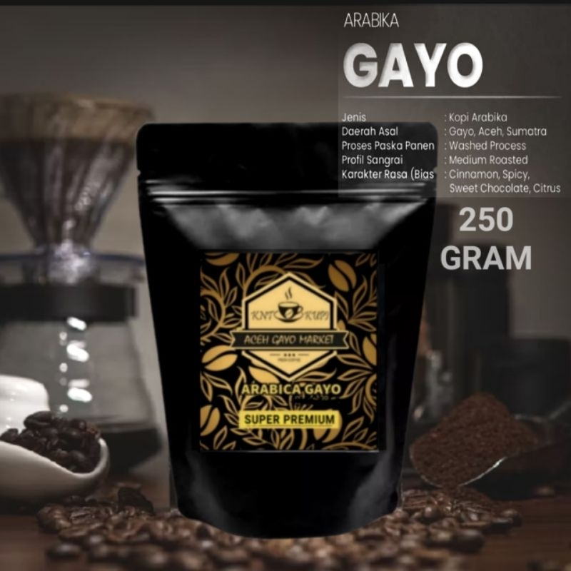 

Kopi bubuk murni arabika gayo aceh super premium 250gram biji hitam sangrai arabica gayoh original murah seperti kopi susu kapal api special mix.