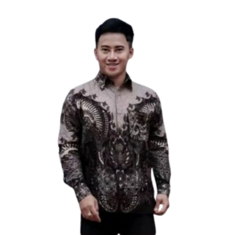 Kemeja Batik Pria Dewasa Remaja Kerja Casual Katun Distro Hitam Pendek Cowok Keren
