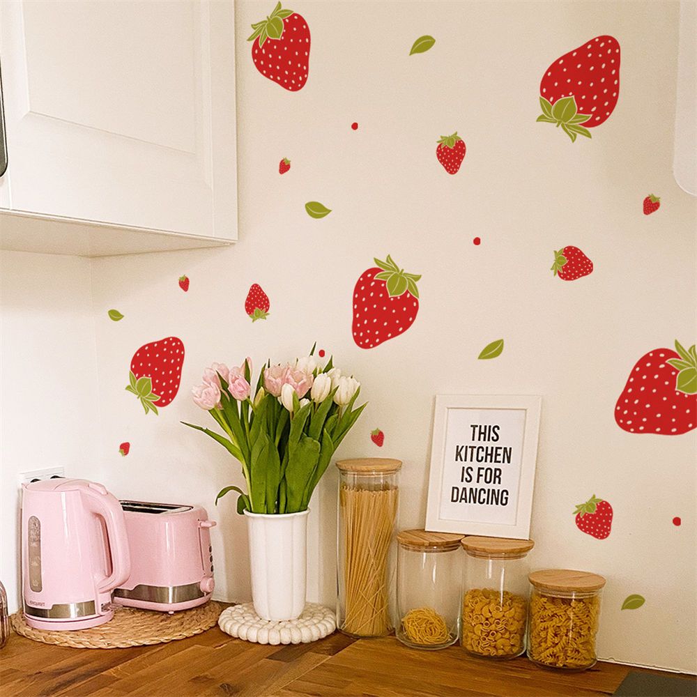 Stiker Dinding Dekorasi Rumah Kamar Dapur Strawberry
