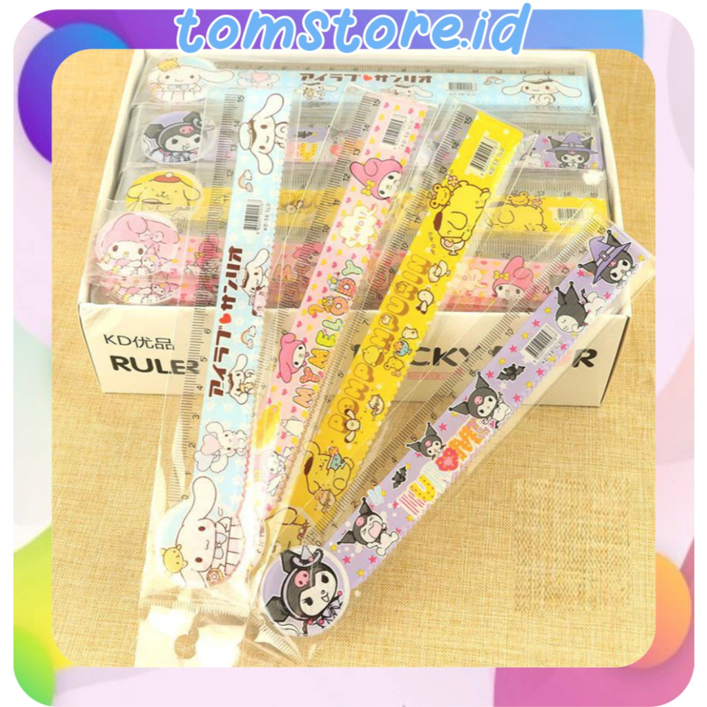 

TOMSTORE.ID Penggaris sanrio MELODY 15 cm Cute Ruler motif KUROMI POMPOMPURIN CINNAMOROLL S143
