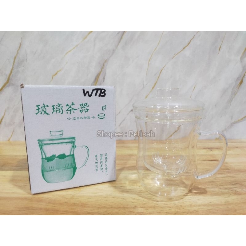 Gelas Kaca Tutup Saringan Serbaguna / Gelas Kaca Infuser Tea / Mug Kaca / Gelas Saringan Rempah Herb