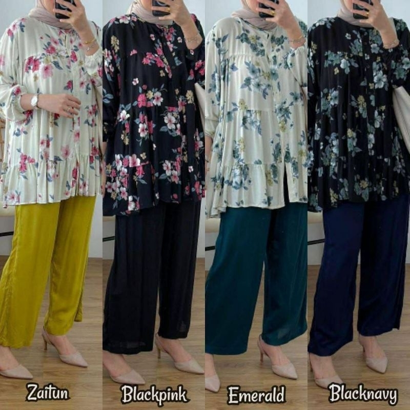 Setelan Jumbo Wanita Rayon Crinkle Adem Nyaman Kekinian // Meera Set Jumbo ld120
