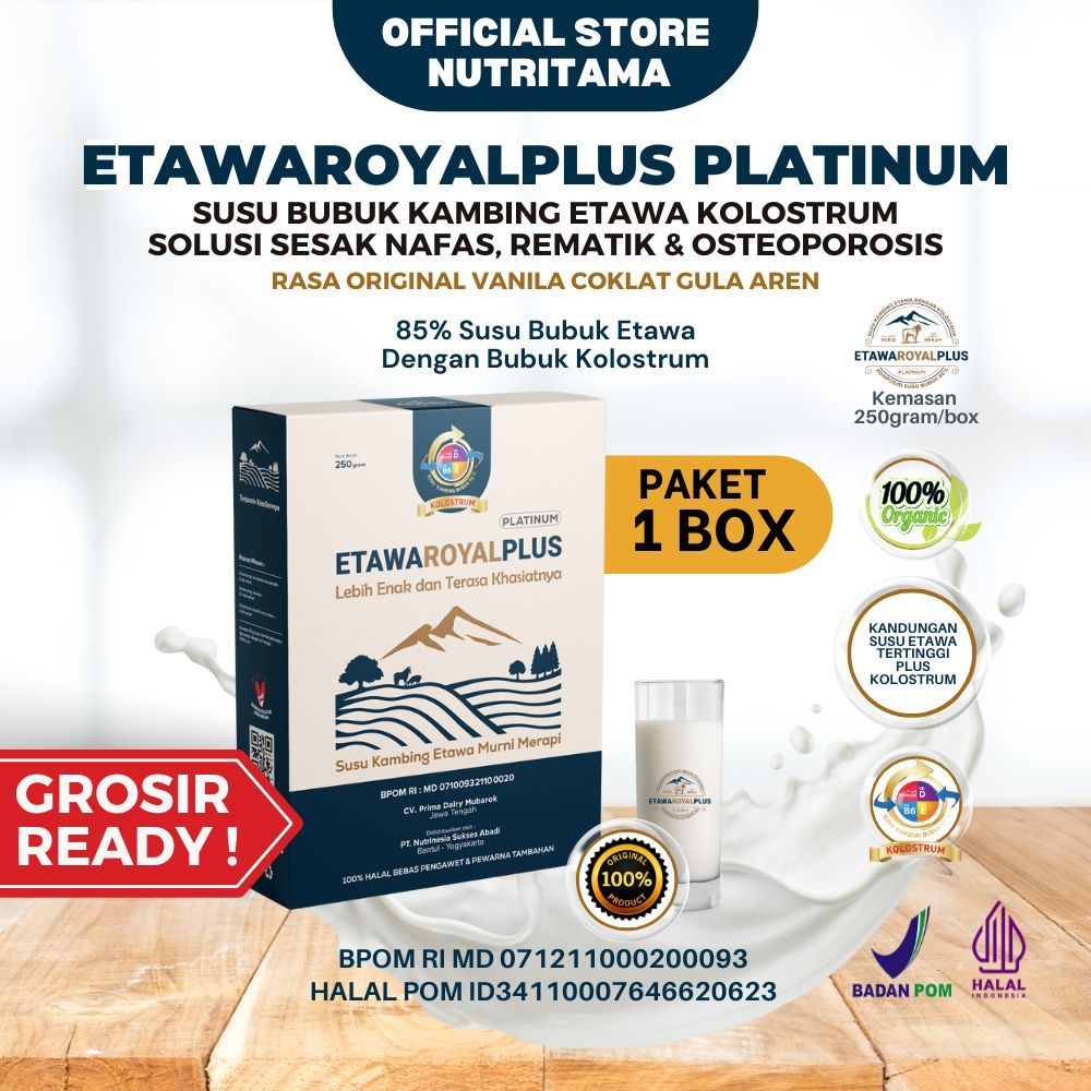 

ETAWAROYALPLUS Kolostrum 250gram | Susu Tulang Kuat | Susu Kambing Etawa | Susu Etawa Premium | Susu Etawalin | Susu Etawaku | Susu kambing