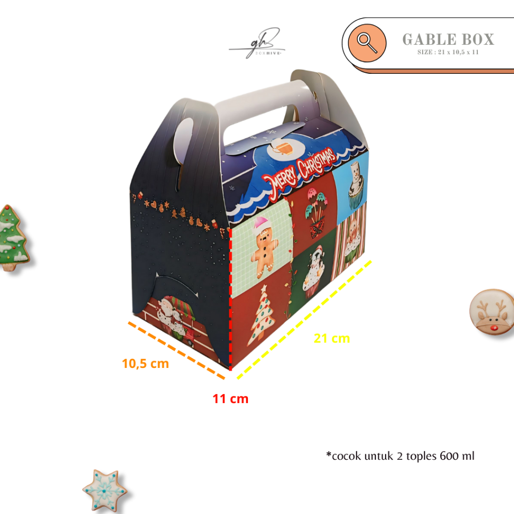 

Gable Box : 21x10,5x11 cm Gable Box Natal | Box Cookies | Desert Box - Christmas Edition