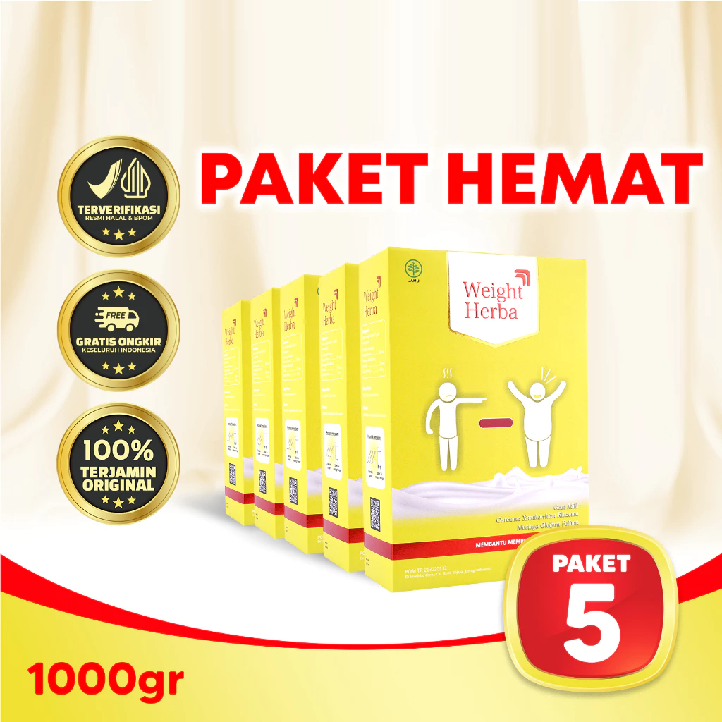 

Weight Herba - Susu Penambah Berat Badan dan Nafsu Makan Berkualitas Tinggi 5 BOX
