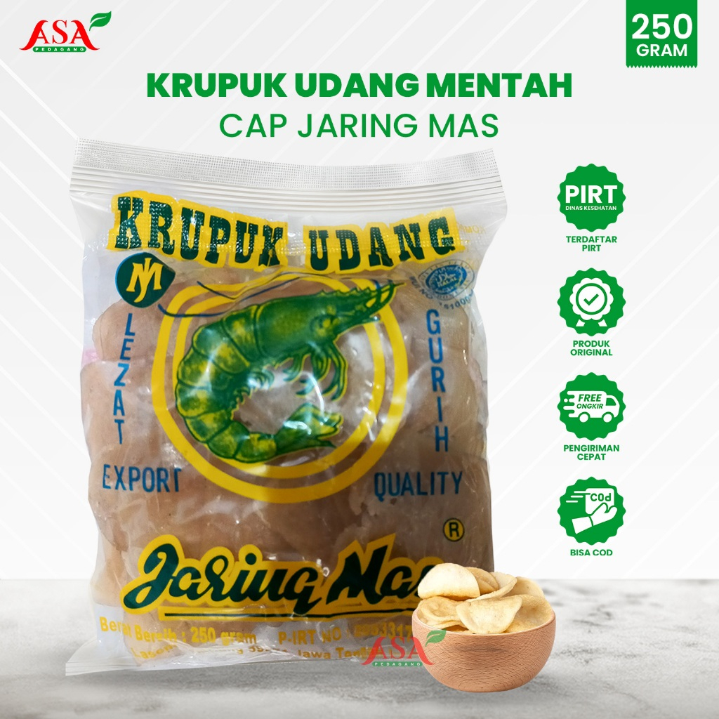 

Krupuk Udang Mentah 250 Gram Cap Jaring Mas Oleh Oleh Rembang