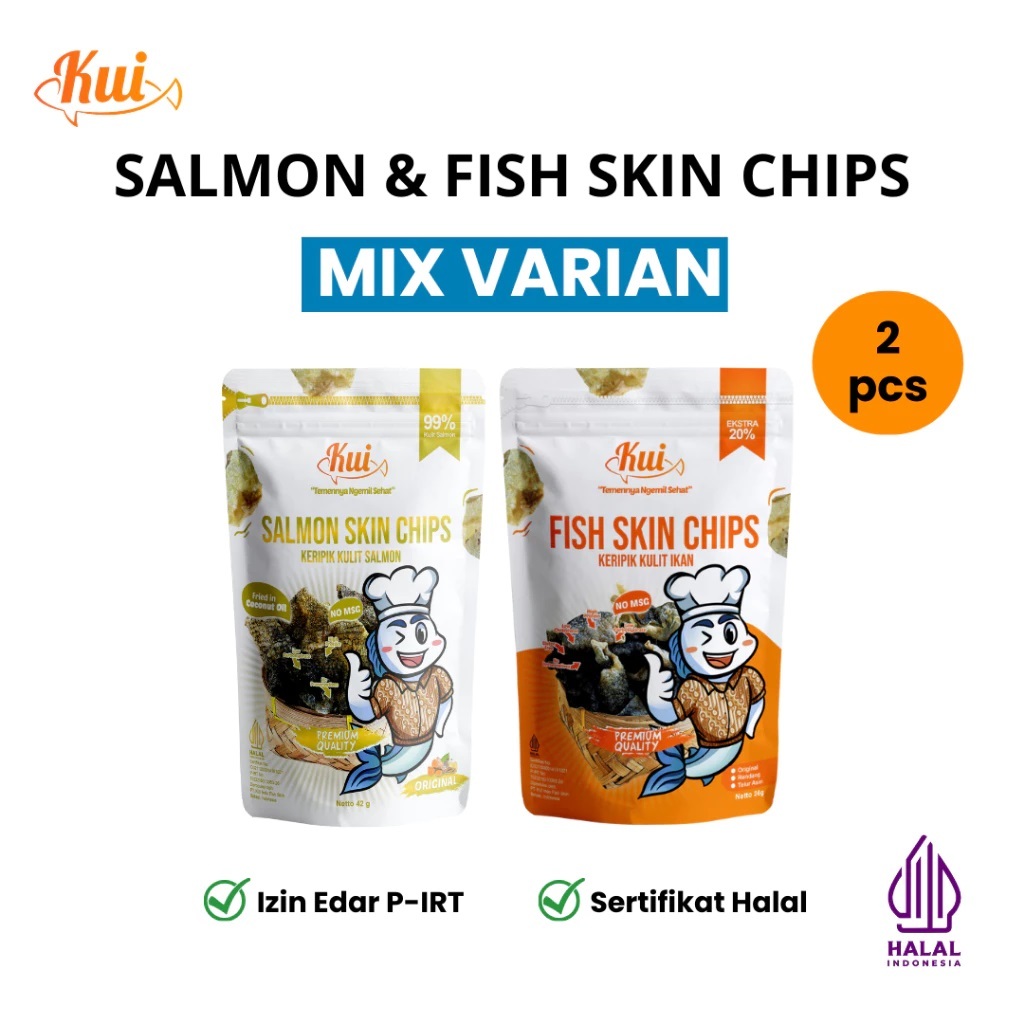 

PAKET HEMAT - Salmon & Dori Skin Chips (Keripik Kulit Ikan) Mix 2 pcs