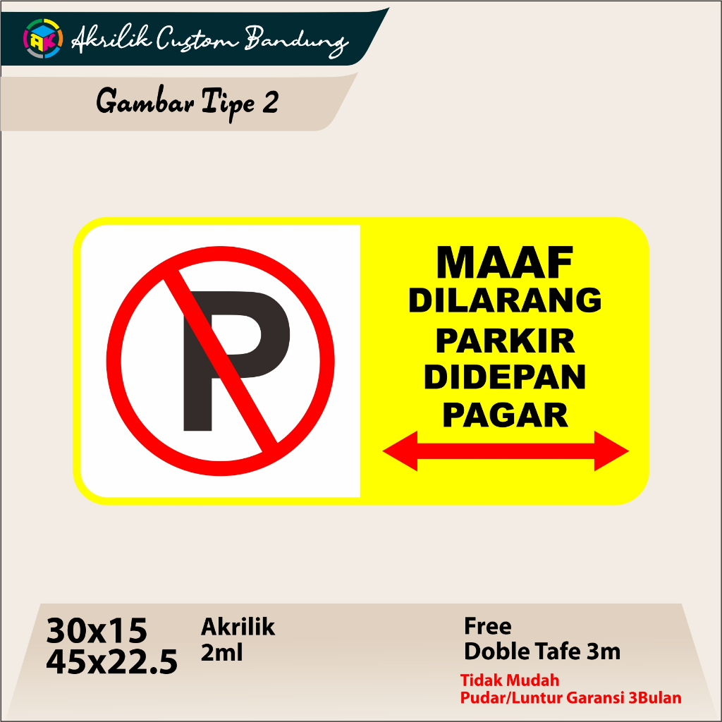 

Akrilik Dilarang Parkir Tipe 2 Acrylic Signage akrilik custom
