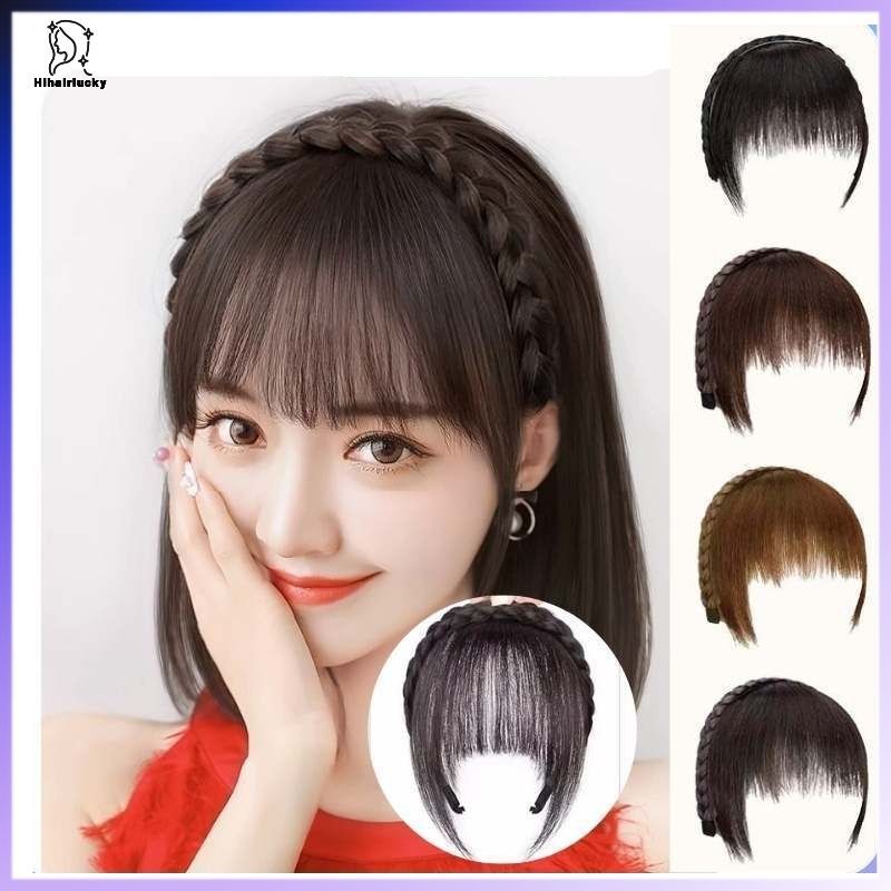 HIL-0058 Bando Kepang berponi/Bando rambut kepang poni lurus/Wig Poni Rambut Palsu Model Tulang Ikan