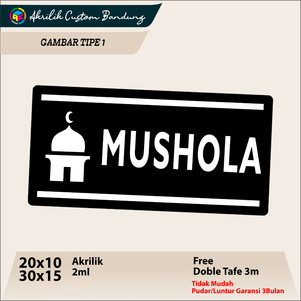 

AKRILIK MUSHOLA Tipe 1 ACRYLIC SIGN MUSHOLA SIGN CUSTOM