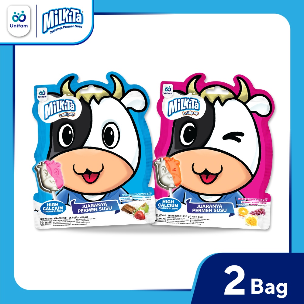 

2 Bag Milkita Milki Permen Lolipop Susu Lucu Mix - Ekspresi Random (Isi 3 Pcs)