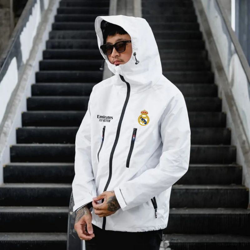 Jaket Real Madrid Jaket Madrid Anti Air Jaket Real Madrid Waterproof Jaket Outdoor Pria Wanita