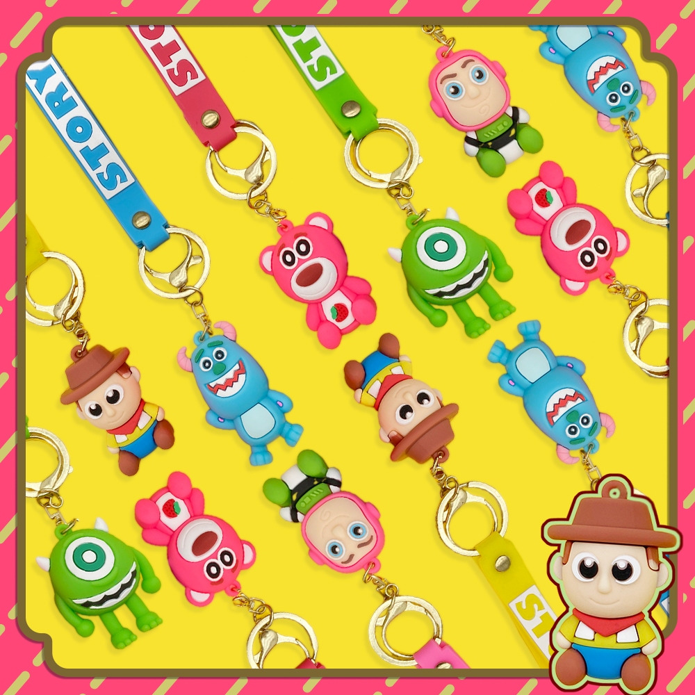 1 buah Lucu Kartun Toy Story Woody gantungan kunci DIY Karakter Monster Disney tas sekolah mobil mot