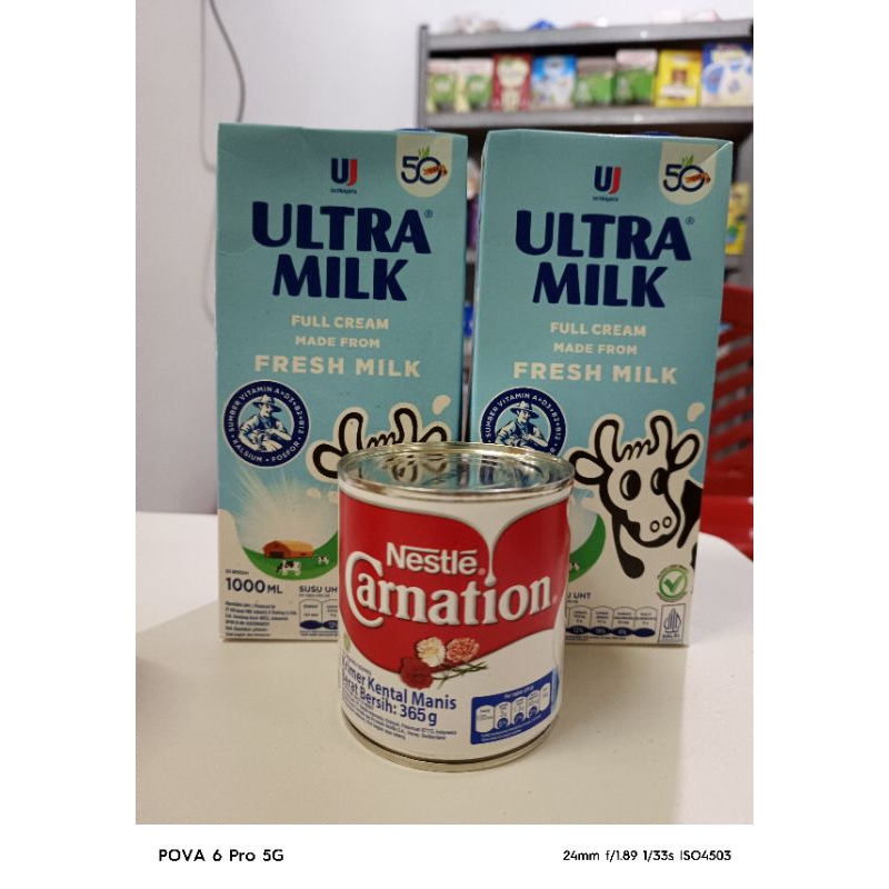

paket UHT 2 liter dan 1x 370g Krimer Kental Manis