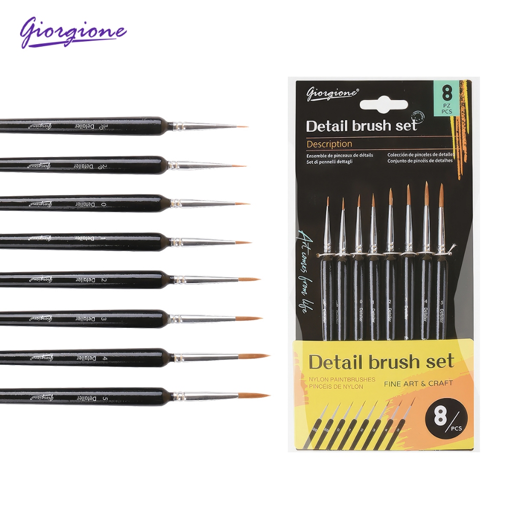 

Giorgione Kuas Detail untuk Melukis Nylon Detail Paint Brushes 8pcs/set G-DT08